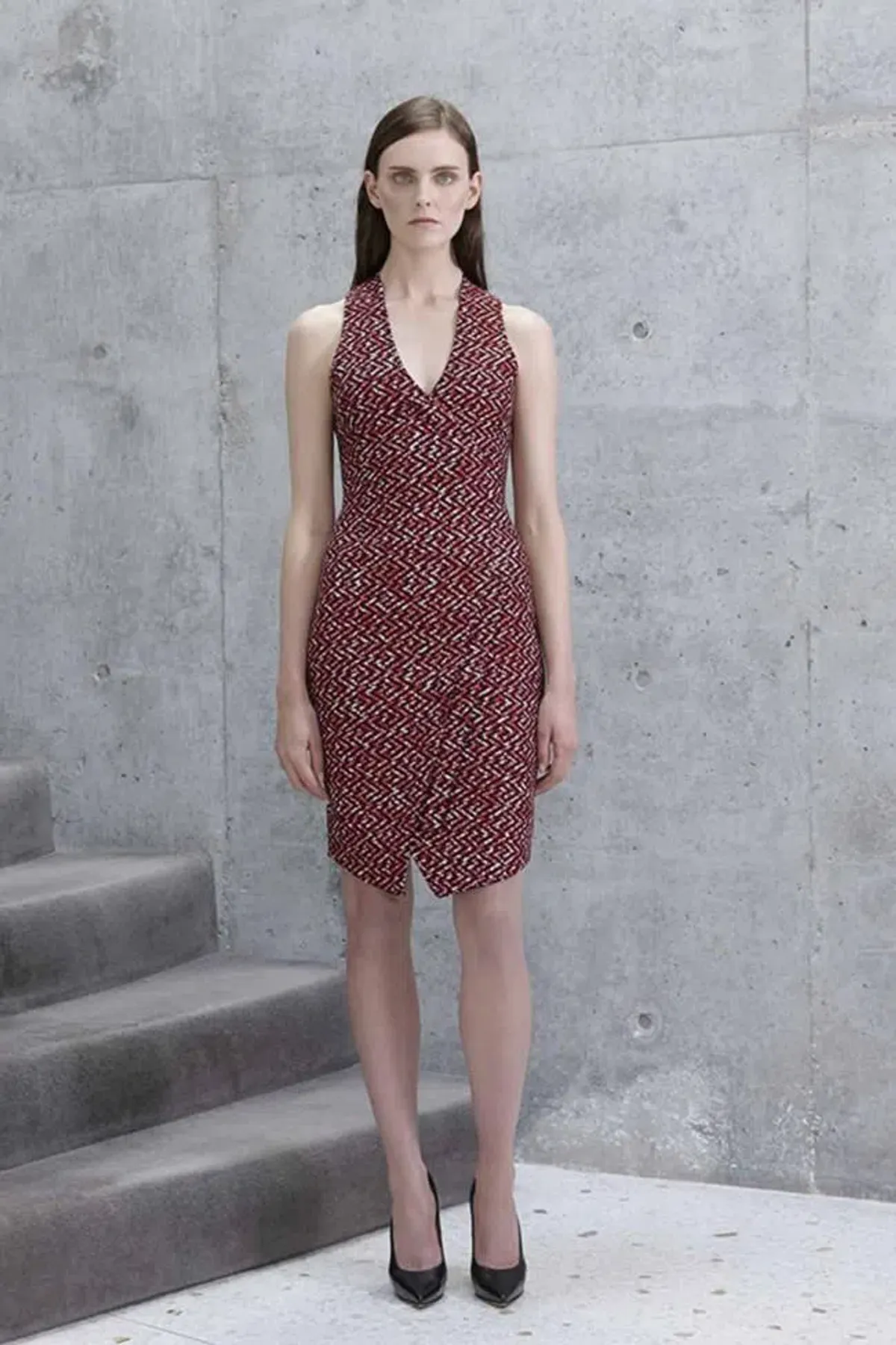 Scanlan Theodore Tweed Mid Dress In Red | Size AU 10 - Image 1