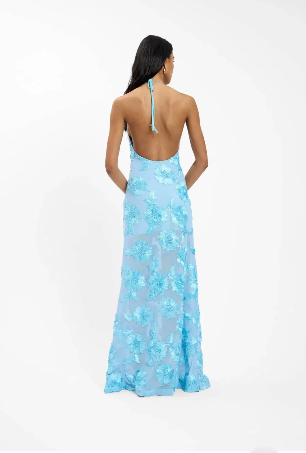 With Harper Lu Embellished Backless Maxi Dress Baby Blue Size Small - Image 2