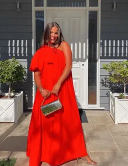 Oroton One Shoulder Bow Maxi Dress True Red 4 for rent on The Volte - image 9
