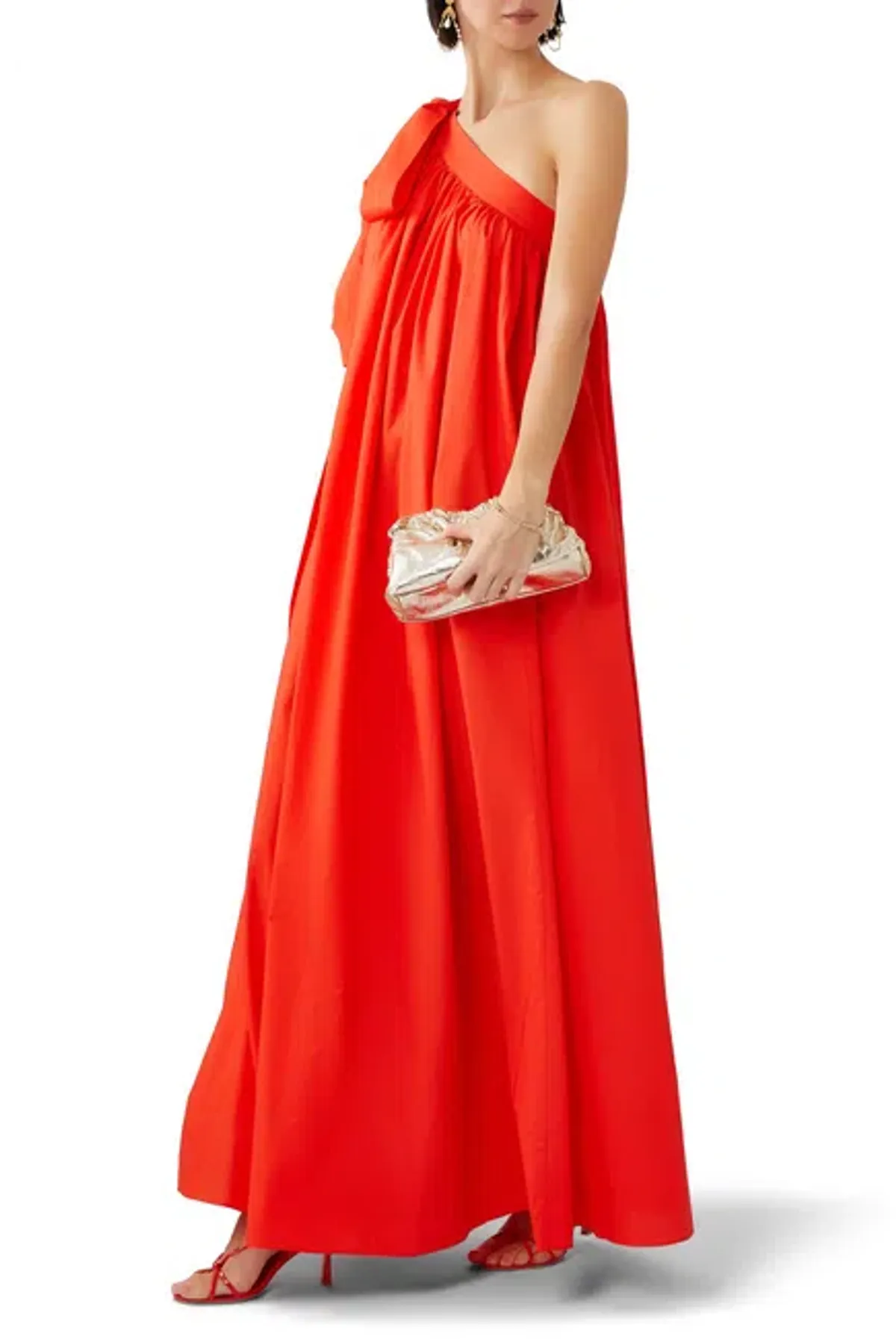 Oroton One Shoulder Bow Maxi Dress True Red 16 - Image 2