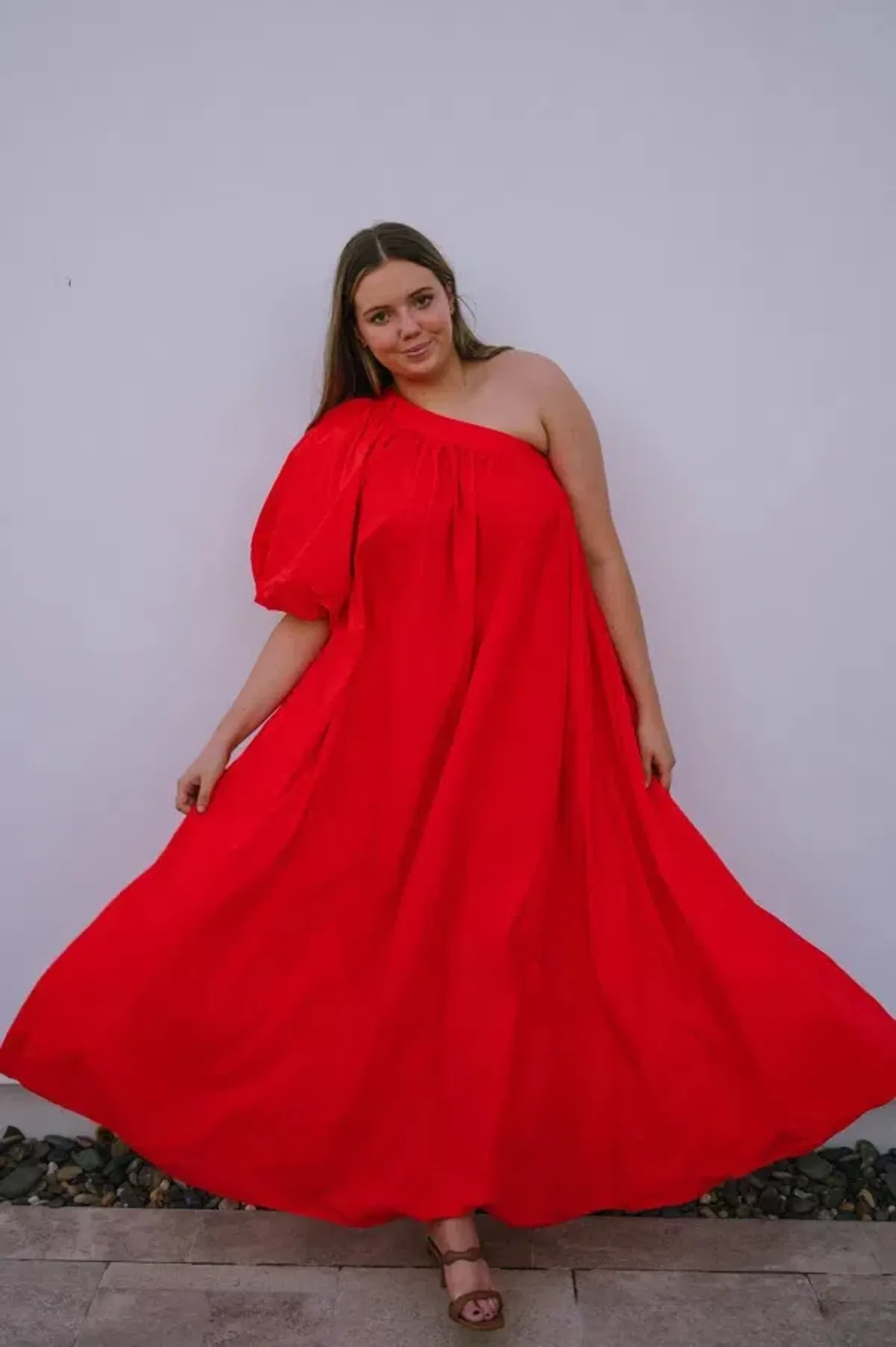Oroton One Shoulder Bow Maxi Dress True Red 16 - Image 8