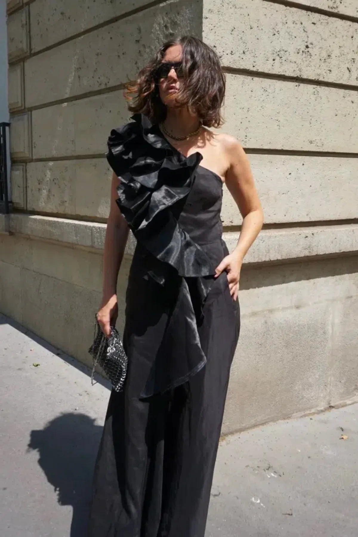 ADELIA RUFFLE MIDI DRESS | BLACK - Image 2