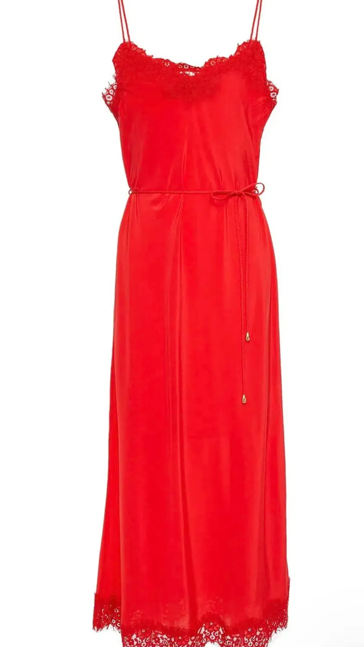 Zimmermann Crepe de Chine Lace Slip Midi Dress Tomato s.2  - Image 3