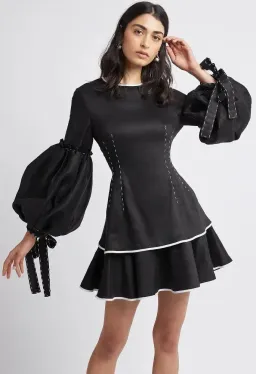 Aje Gracious Tiered Mini Dress Black size 8 for rent on The Volte - image 1
