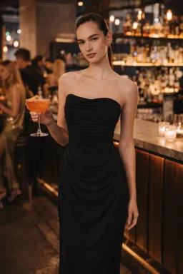 MISHA The Dry Jersey Draped Midi Dress – Black 12 for rent on The Volte - image 1