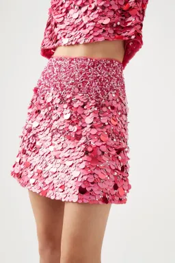 AJE CELESTE SEQUIN TOP & CHERIE SEQUIN SKIRT SET PINK SIZE 16 for rent on The Volte - image 4