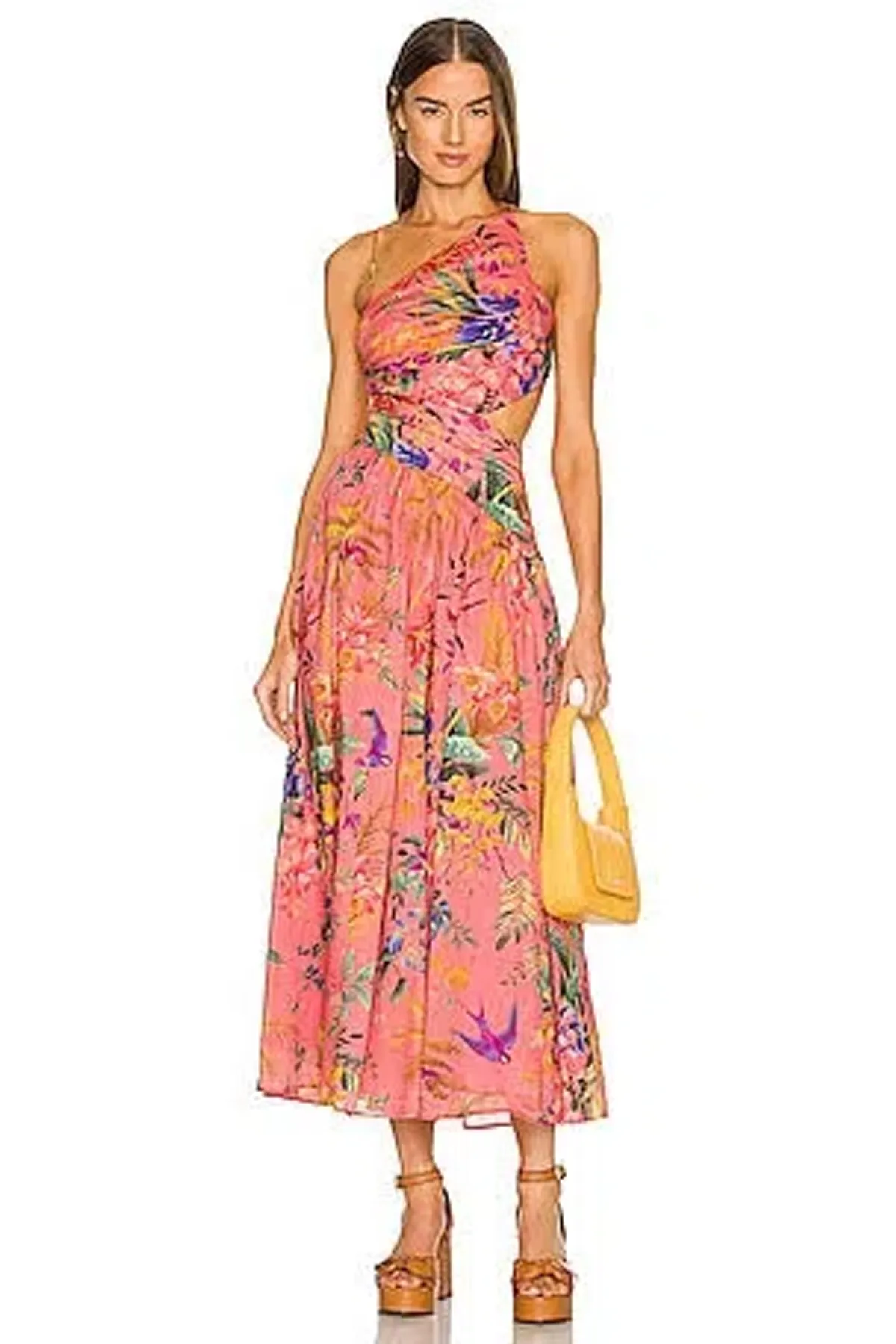 Zimmerman Tropicana asymmetrical dress in pink floral size 1 - Image 1