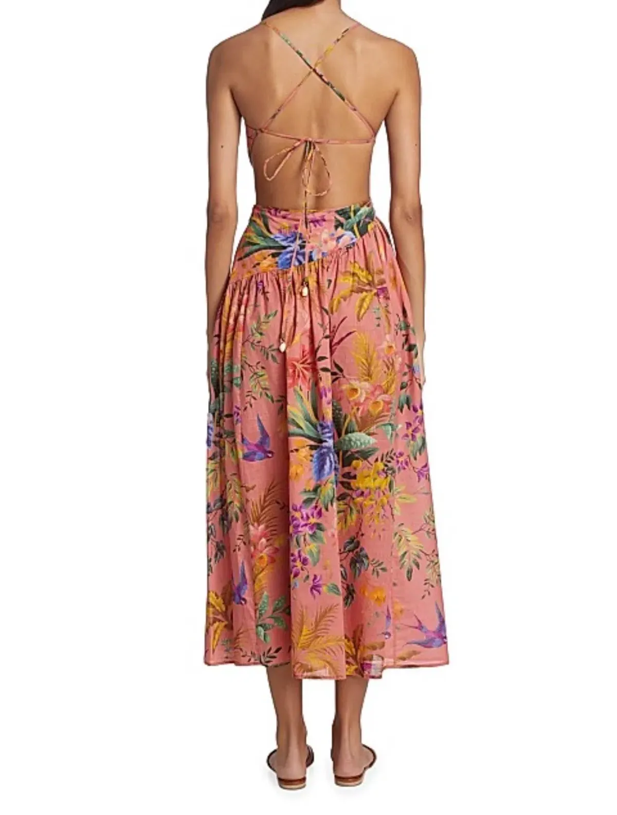 Zimmerman Tropicana asymmetrical dress in pink floral size 1 - Image 2
