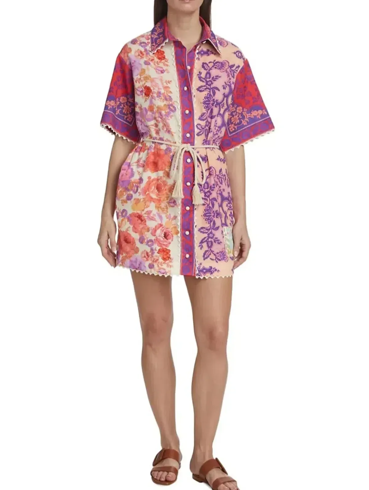 Zimmermann Raie Trimmed Mini Dress in Multi Size 3 AU 14 - Image 1