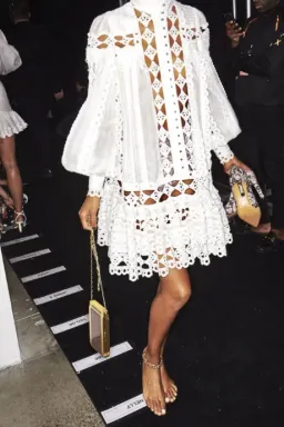 Zimmermann Moncur Studded Smock Lace Broderie Anglaise Mini Dress for rent on The Volte - image 1