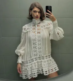 Zimmermann Moncur Studded Smock Lace Broderie Anglaise Mini Dress for rent on The Volte - image 5
