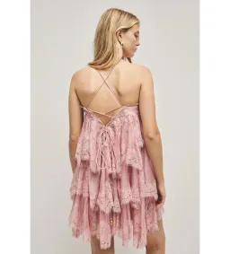 Aje Ophelia Lace Mini Dress in Fawn Pink Size AU8 for rent on The Volte - image 3
