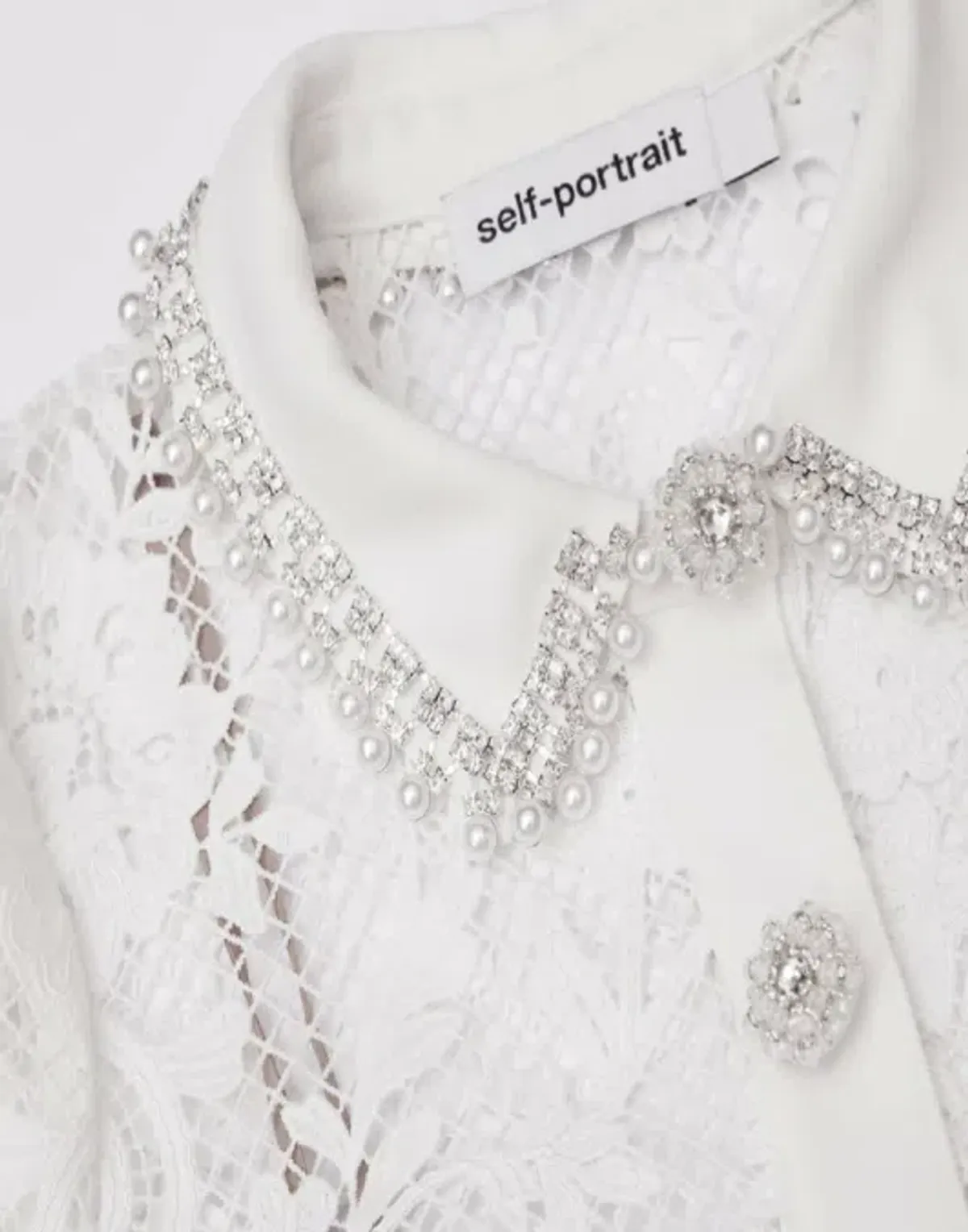 Self Portrait  White Lace Button Front Midi Dress - Image 3