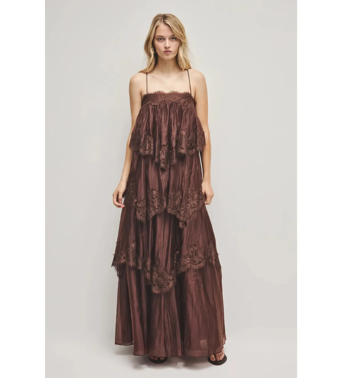 Aje Ophelia Lace Gown in Chocolate Size AU6 - Image 2