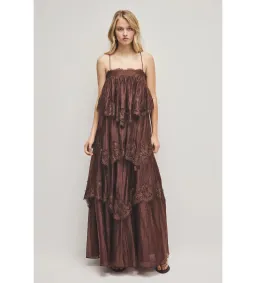 Aje Ophelia Lace Gown in Chocolate Size AU8 for rent on The Volte - image 2