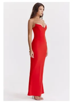 House of Cb Tamara strapless maxi dress cherry red size 10 for rent on The Volte - image 2