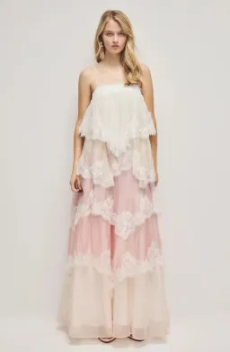 Aje Ophelia Lace Gown Pink 8 for rent on The Volte - image 1