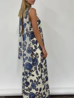By Nicola Layla Maxi Dress size 10 Blue Paisley for rent on The Volte - image 3