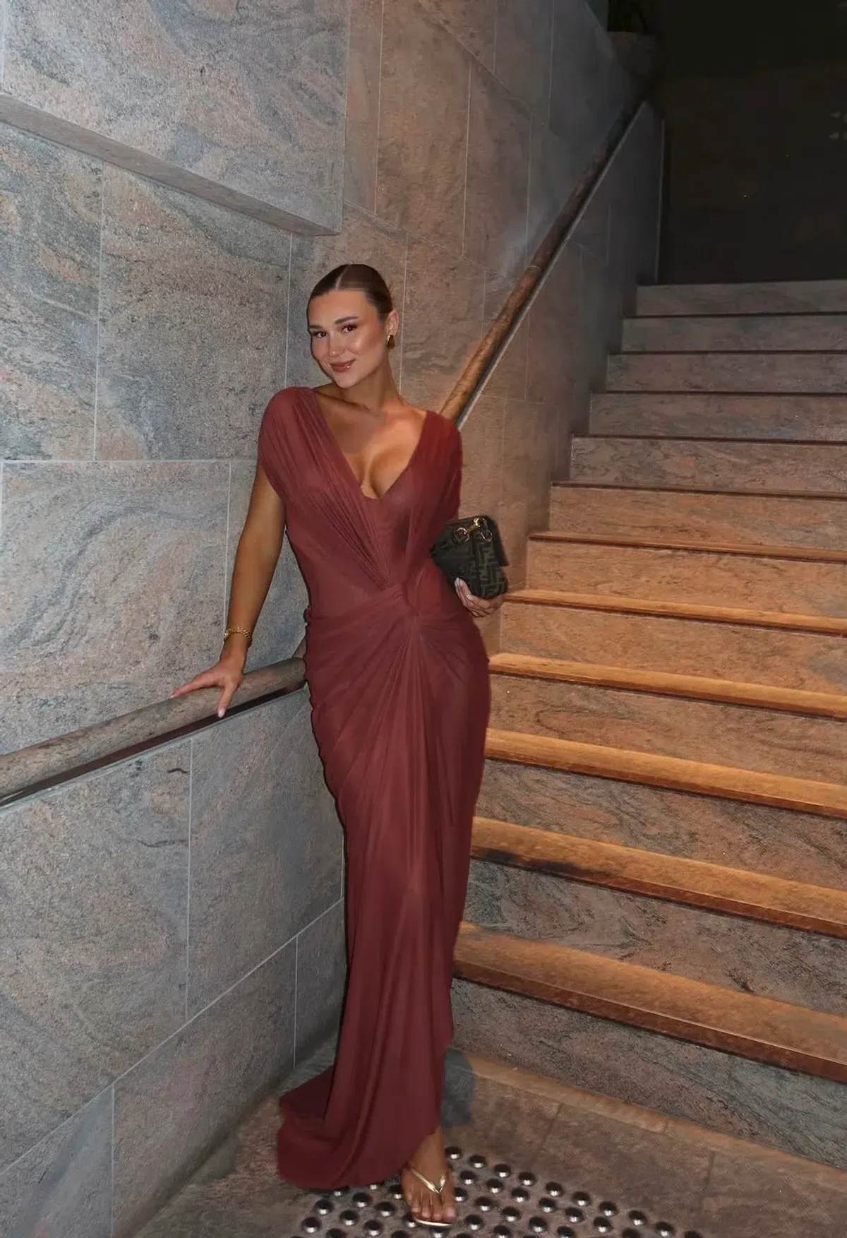 BEC AND BRIDGE Leia Drape Gown - RUST SIZE 10 - Image 2