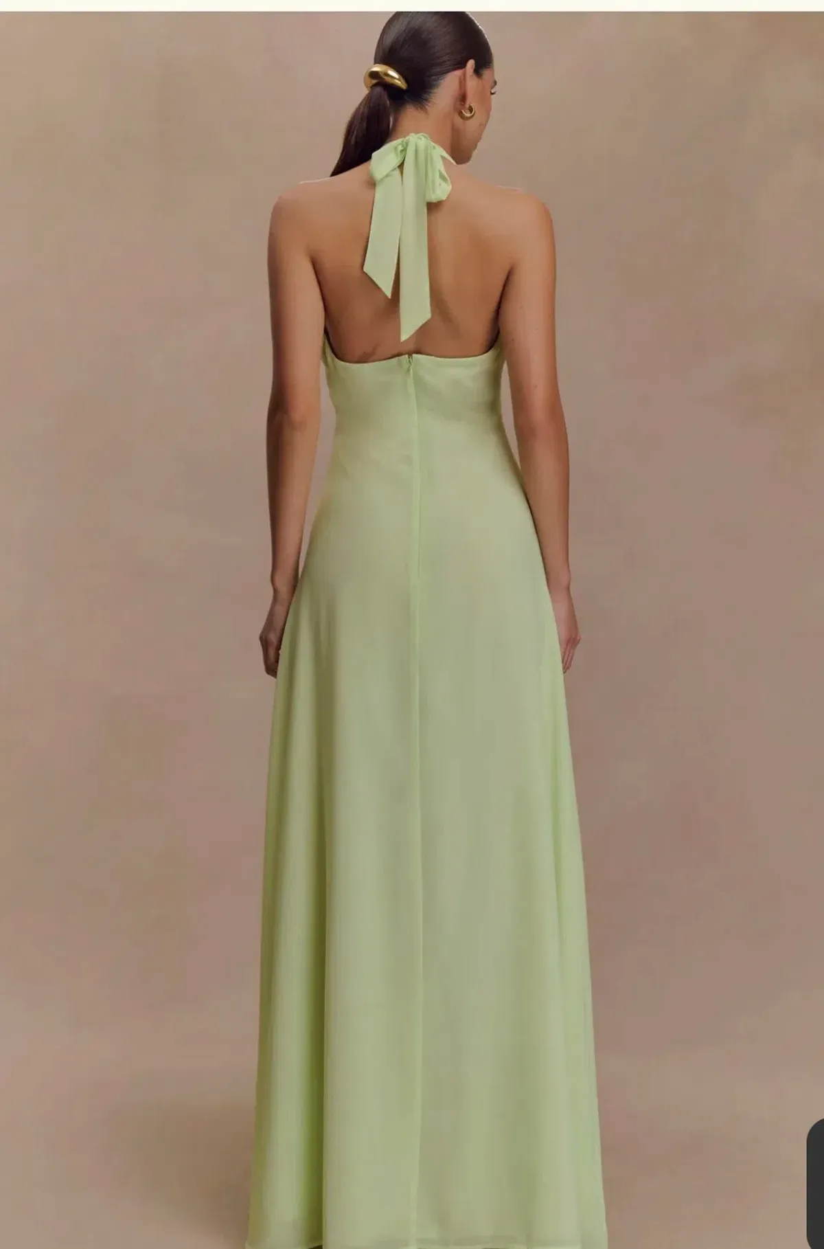 MESHKI Chiffon Halter Maxi Dress - Pastel Green - Image 2