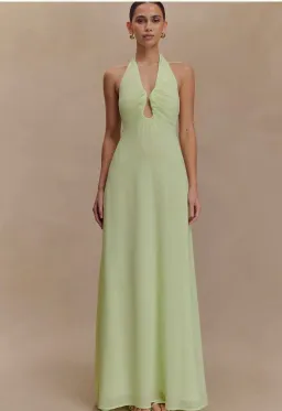 MESHKI Chiffon Halter Maxi Dress - Pastel Green for rent on The Volte - image 1