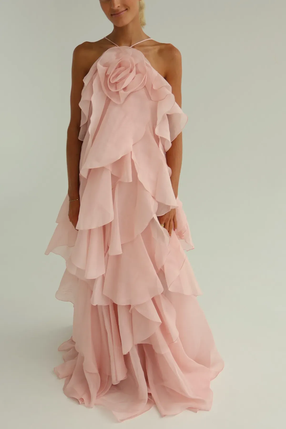 Aje Pandorea Layered Maxi Dress Pastel Pink Size 10 - Image 3