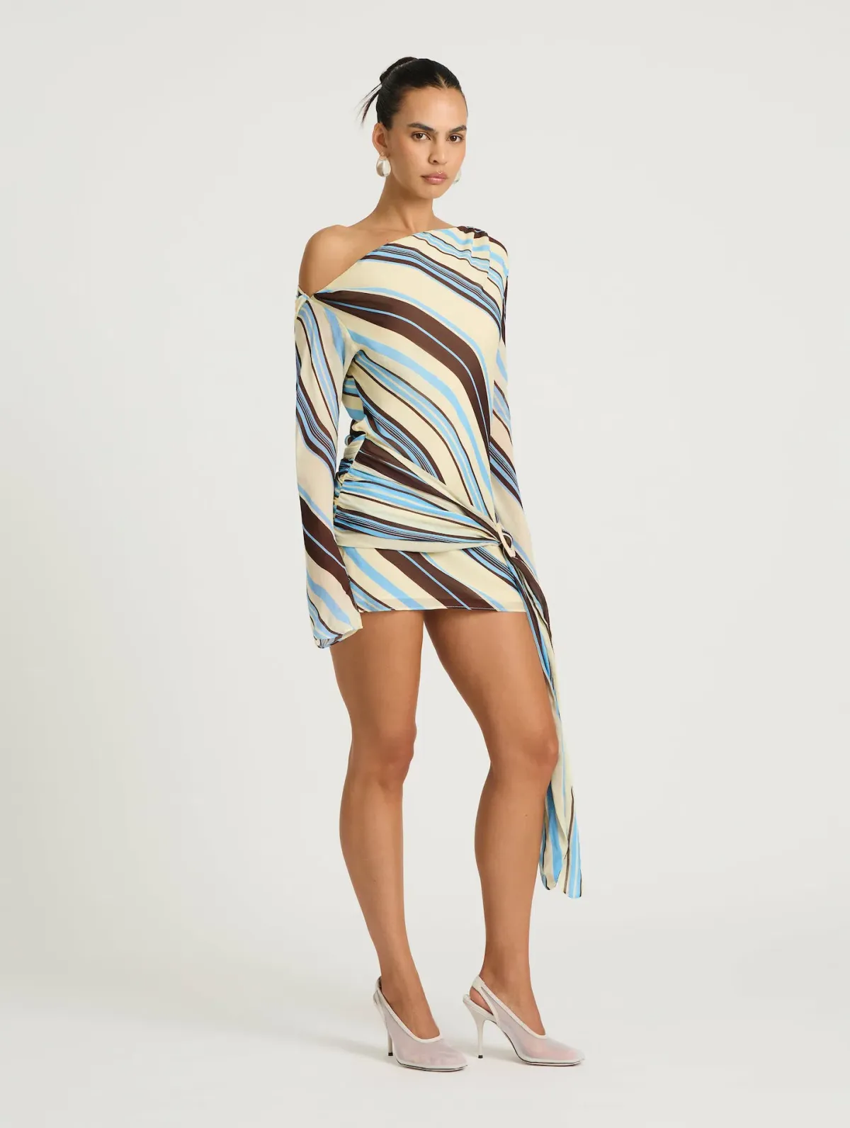 Benni Elise Mini Dress in Ocean Stripe Print Size 8 - Image 2