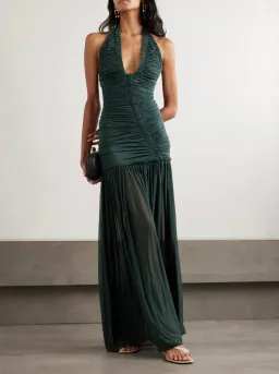 Christopher Esber Orion open-back ruched jersey gown Green AU 8 for rent on The Volte - image 1