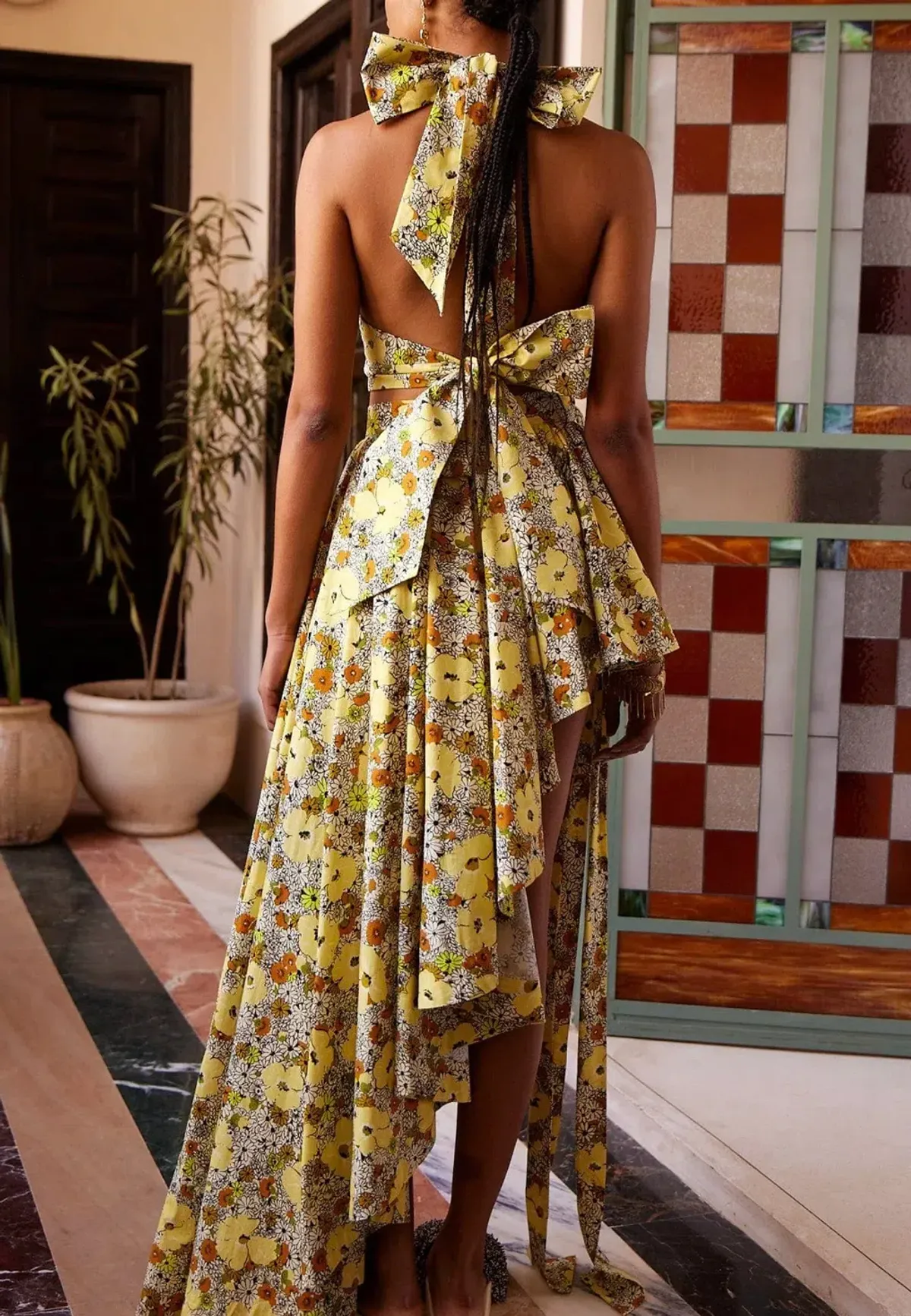 Alemais Orange Blossom Halter Neck Top & Assymetric Floral Skirt Set AU 4 - Image 4