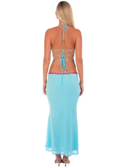 I am Delilah Jemima Halter Top and Midi Skirt Set in Sapphire Size 10 for rent on The Volte - image 3