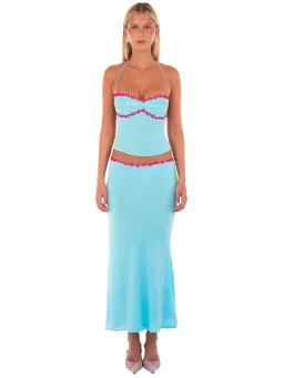 I am Delilah Jemima Halter Top and Midi Skirt Set in Sapphire Size 10 for rent on The Volte - image 1