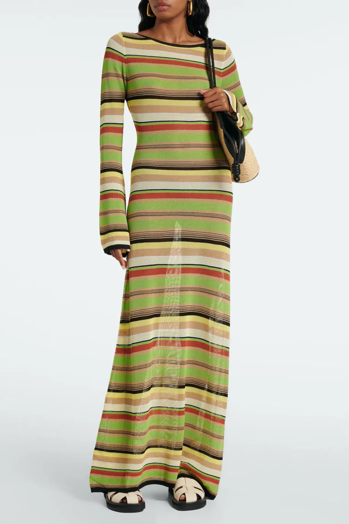 Sir the Label Coastline Low Back Striped Maxi Dress in Palm Stripe Size 2 / AU 10 - Image 1