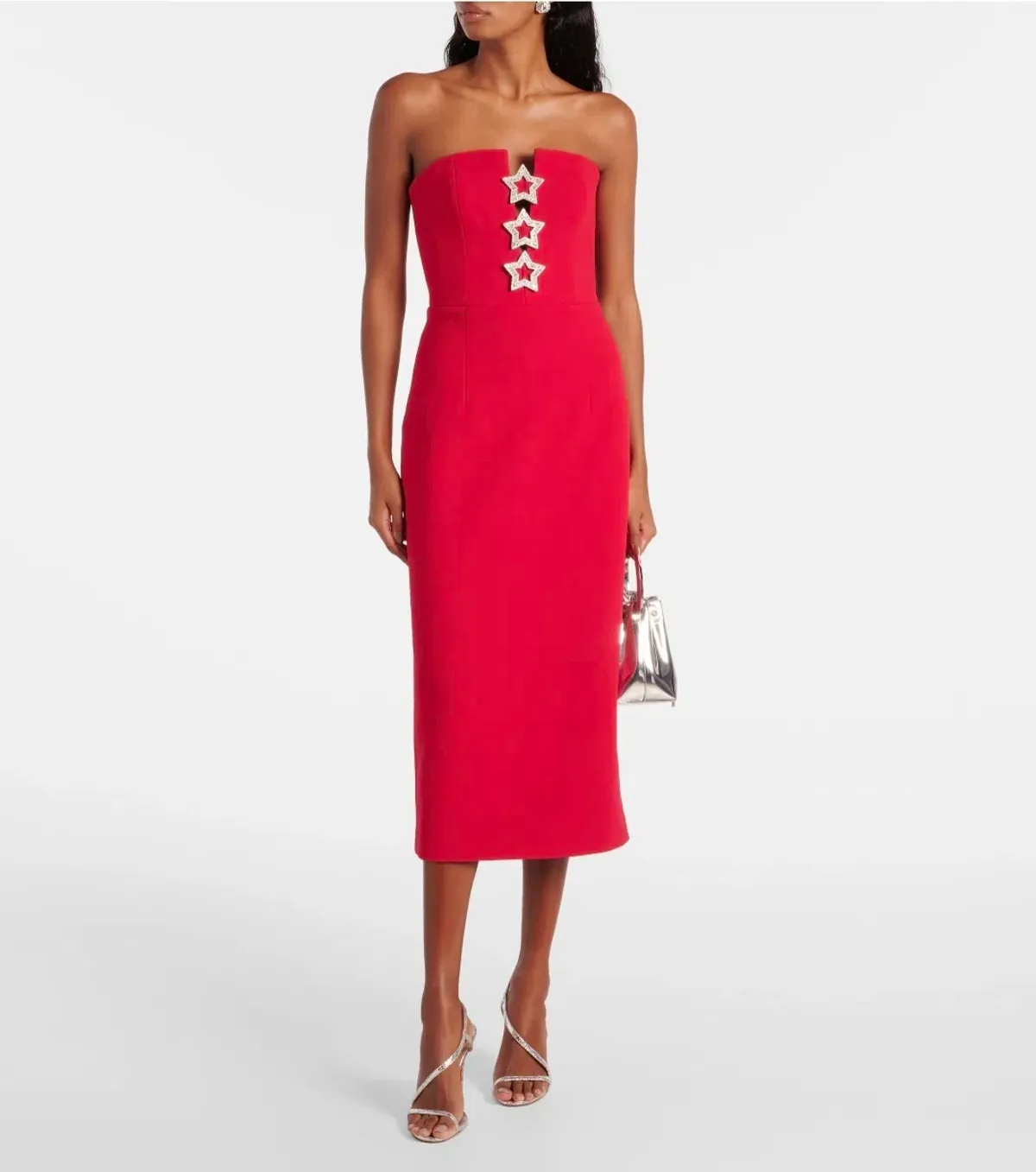 Rebecca Vallance Akari Strapless Midi Dress Red Size 8 - Image 1