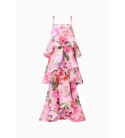 Elliatt Armani Tiered Maxi Dress Pink Floral Size S AU 8 for rent on The Volte - image 5