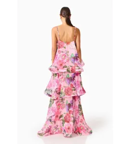 Elliatt Armani Tiered Maxi Dress Pink Floral Size S AU 8 for rent on The Volte - image 3