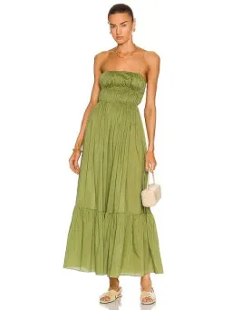 MATTEAU SHIRRED CAMI DRESS GREEN SIZE 8 for rent on The Volte - image 3