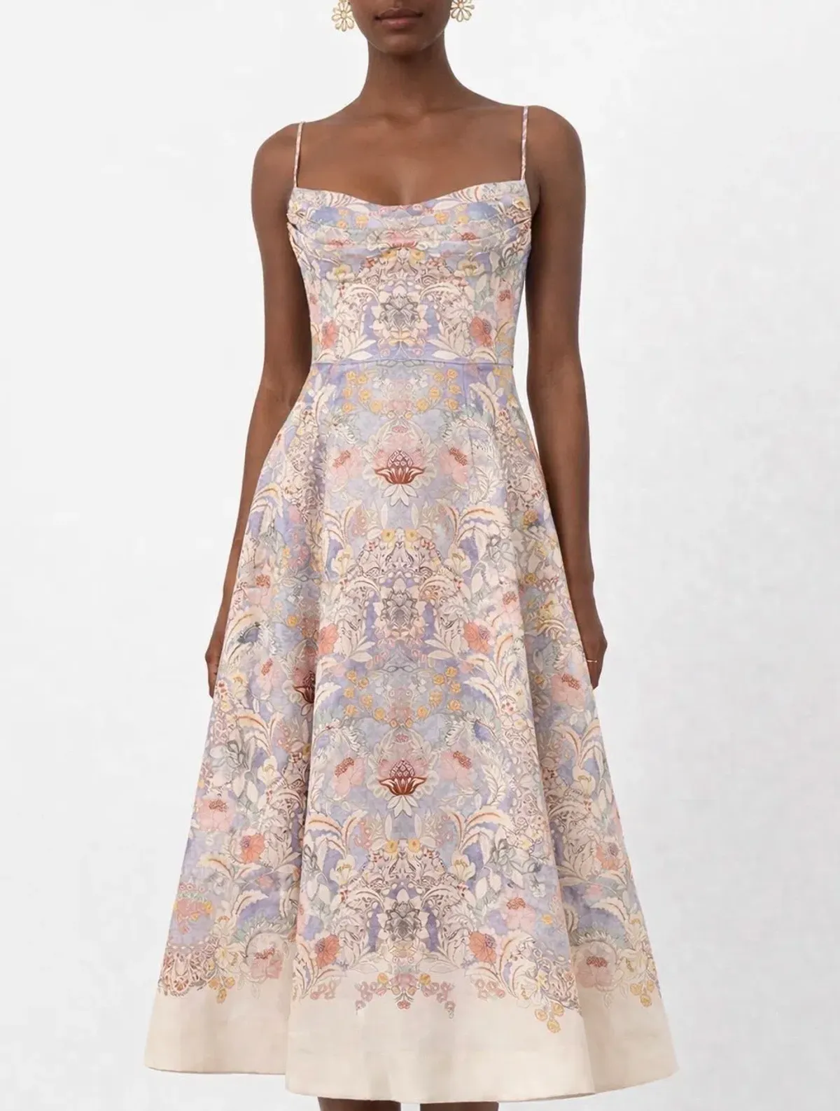Zimmermann Rebellion Tuck Midi Dress in Blue Floral size 3 au 14 - Image 1