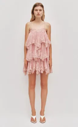 AJE Ophelia Lace Mini Dress Fawn pink Size 14 for rent on The Volte - image 1