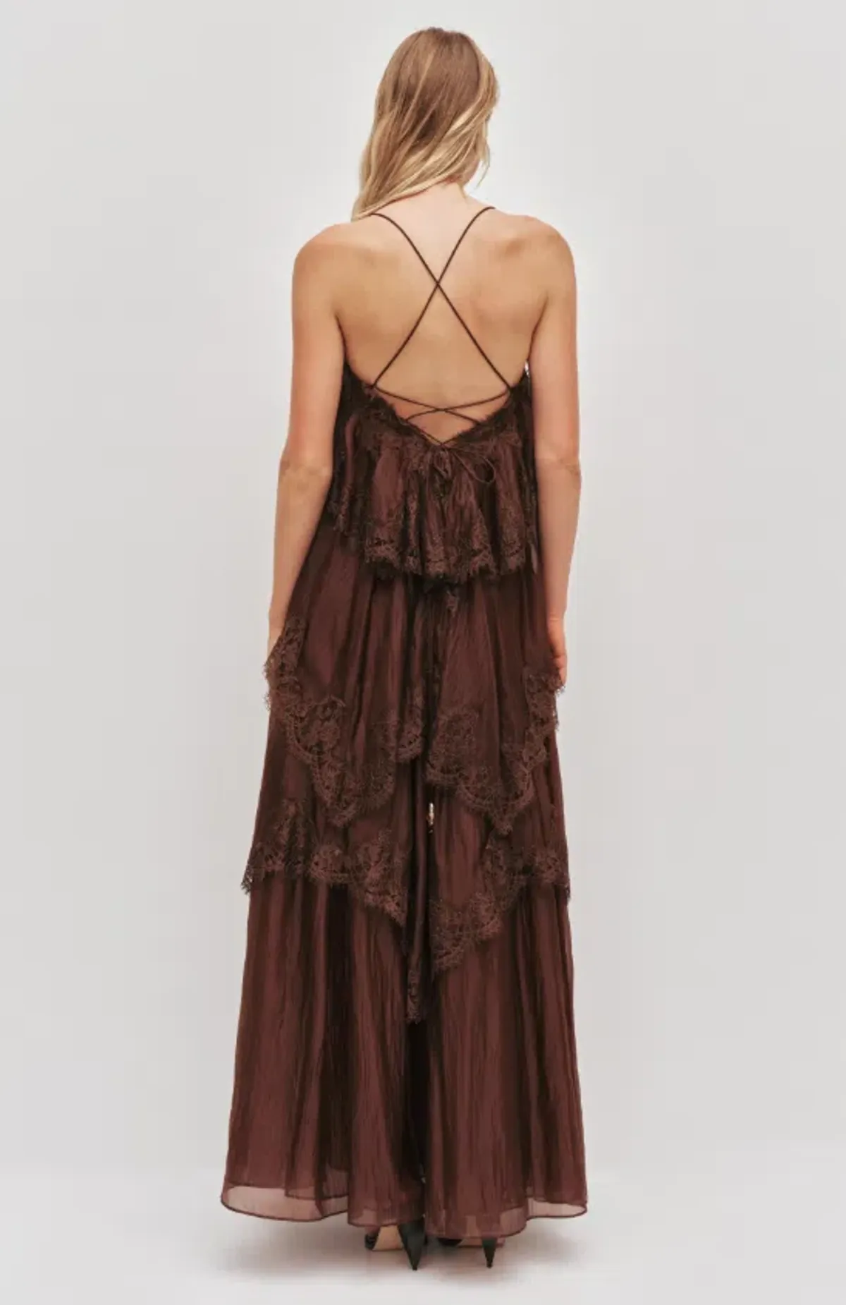 AJE Ophelia Lace Gown Chocolate Size 12 - Image 2