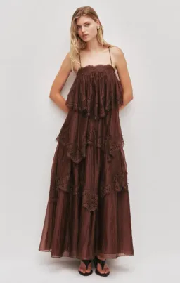 AJE Ophelia Lace Gown Chocolate Size 14 for rent on The Volte - image 1