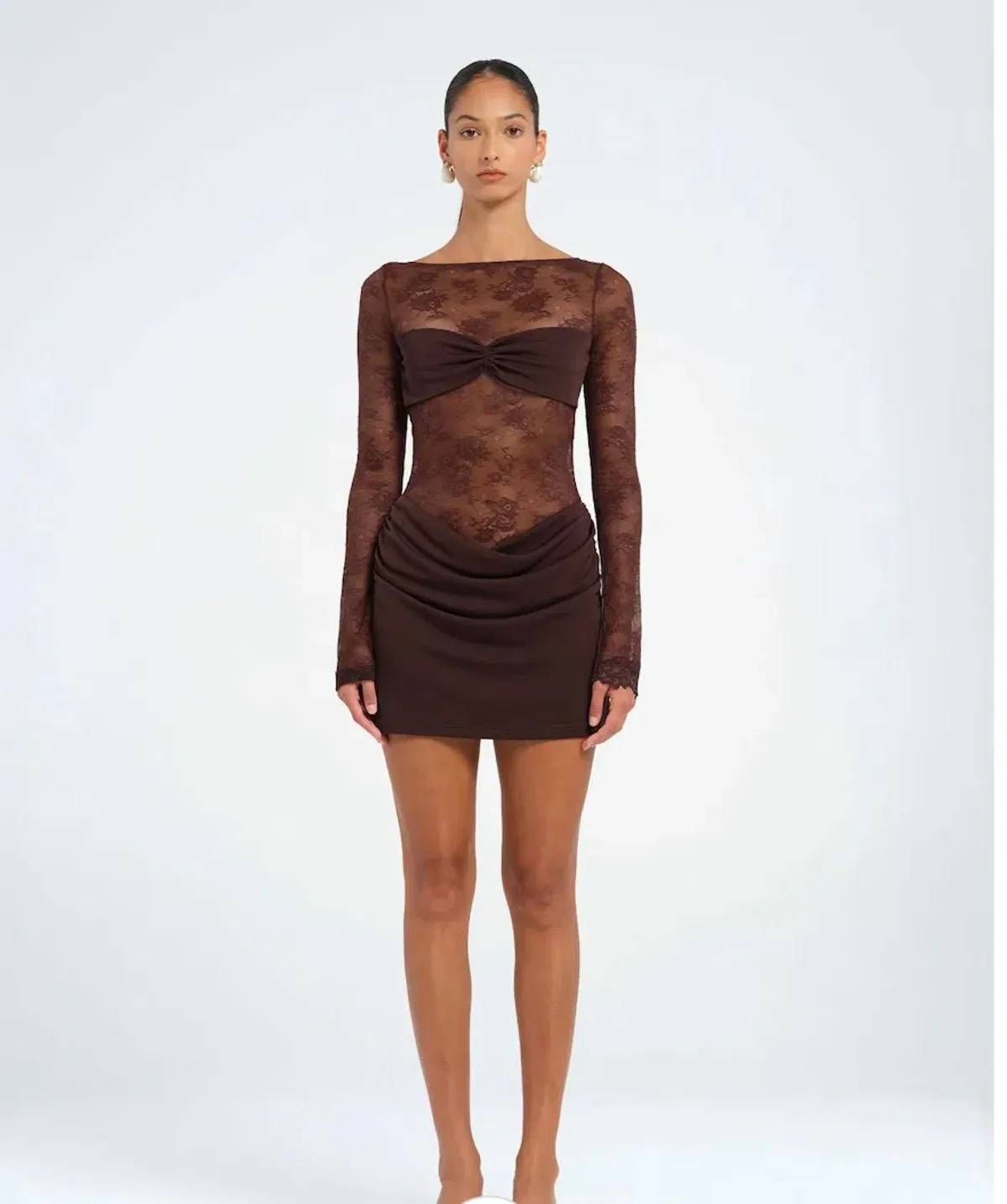 BENNI OSKAR BROWN MINI DRESS SIZE 6 - Image 2