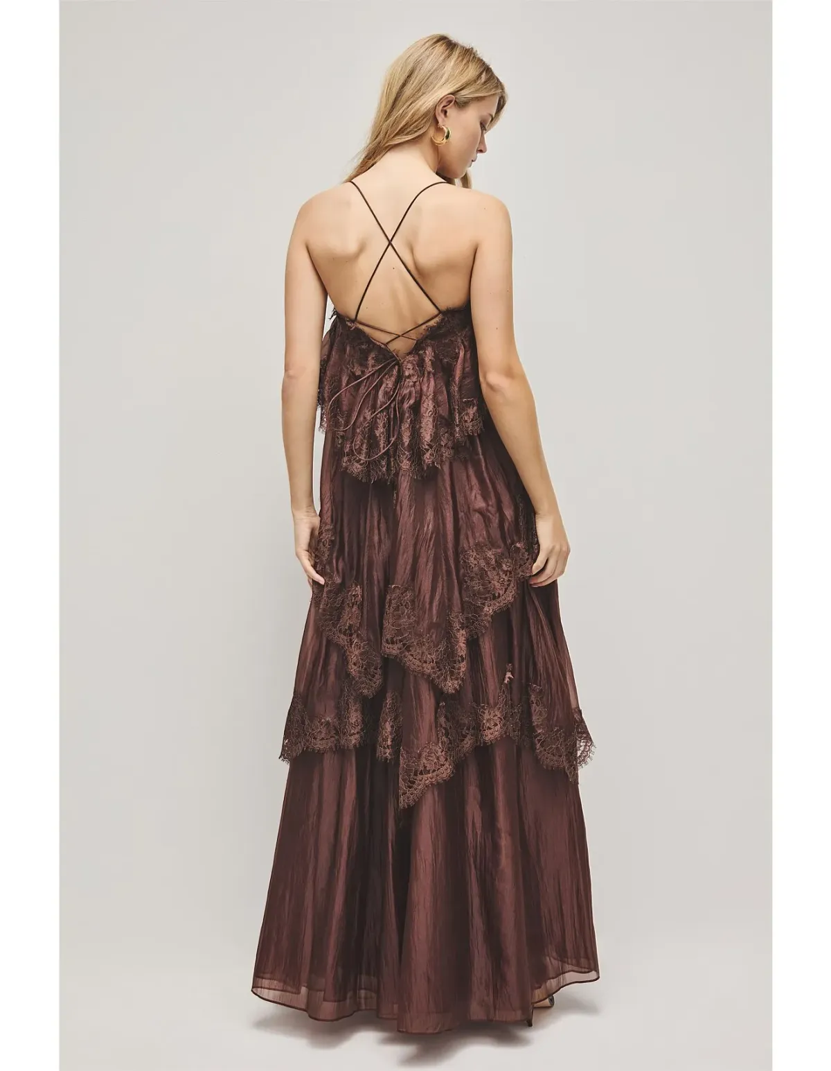 Aje Ophelia Lace Gown Brown Size 10 - Image 3