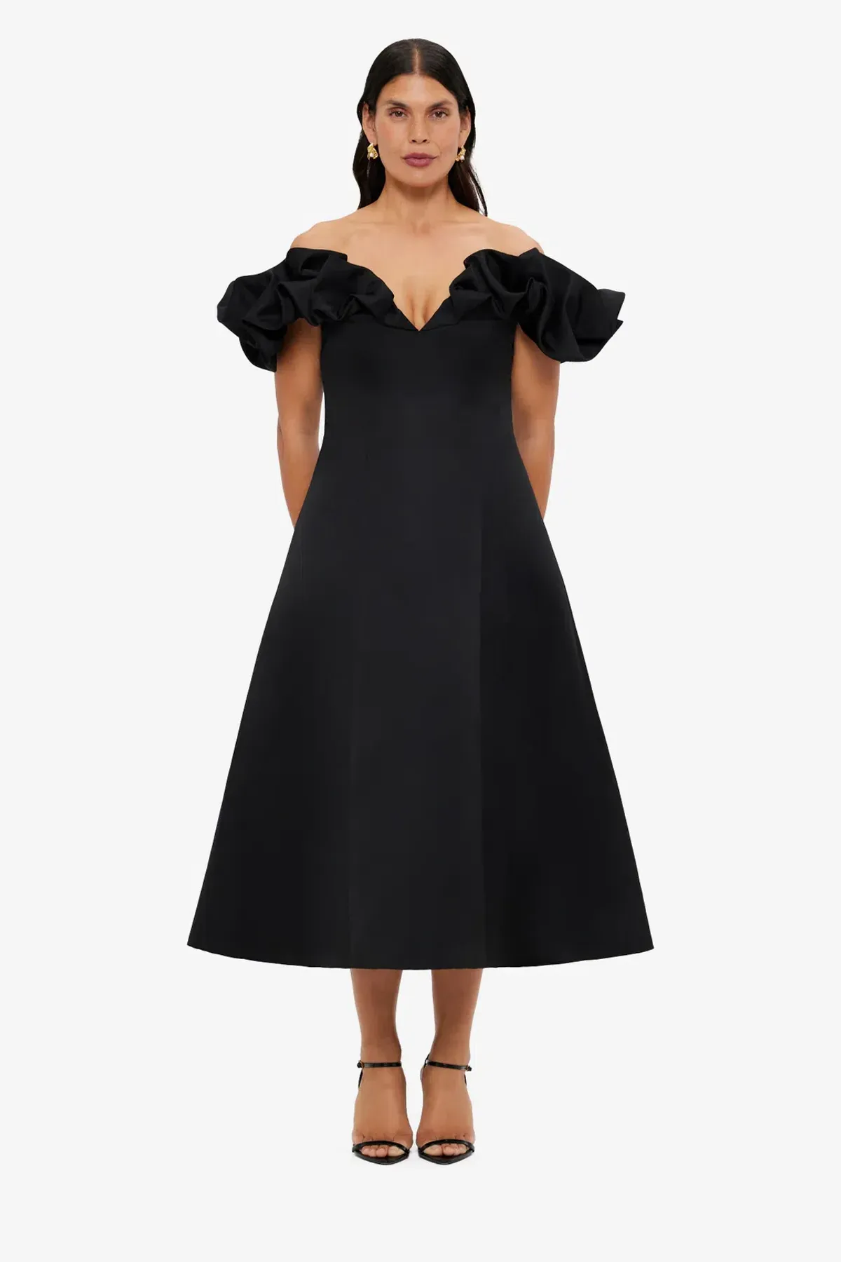 Leo Lin Annie Off Shoulder Midi Dress size 18 Black - Image 1