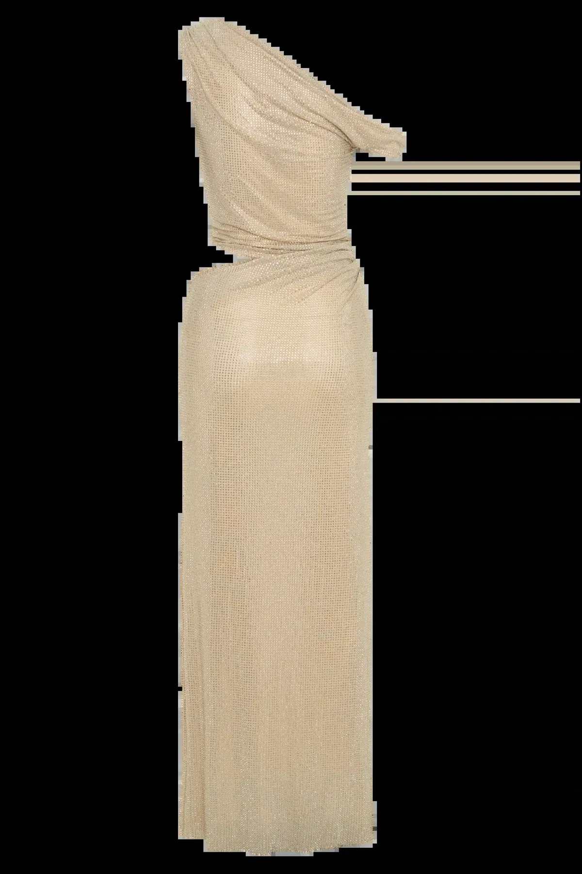 Meshki - Kenny Diamante One Shoulder Maxi Dress - Gold - Size S - Image 6
