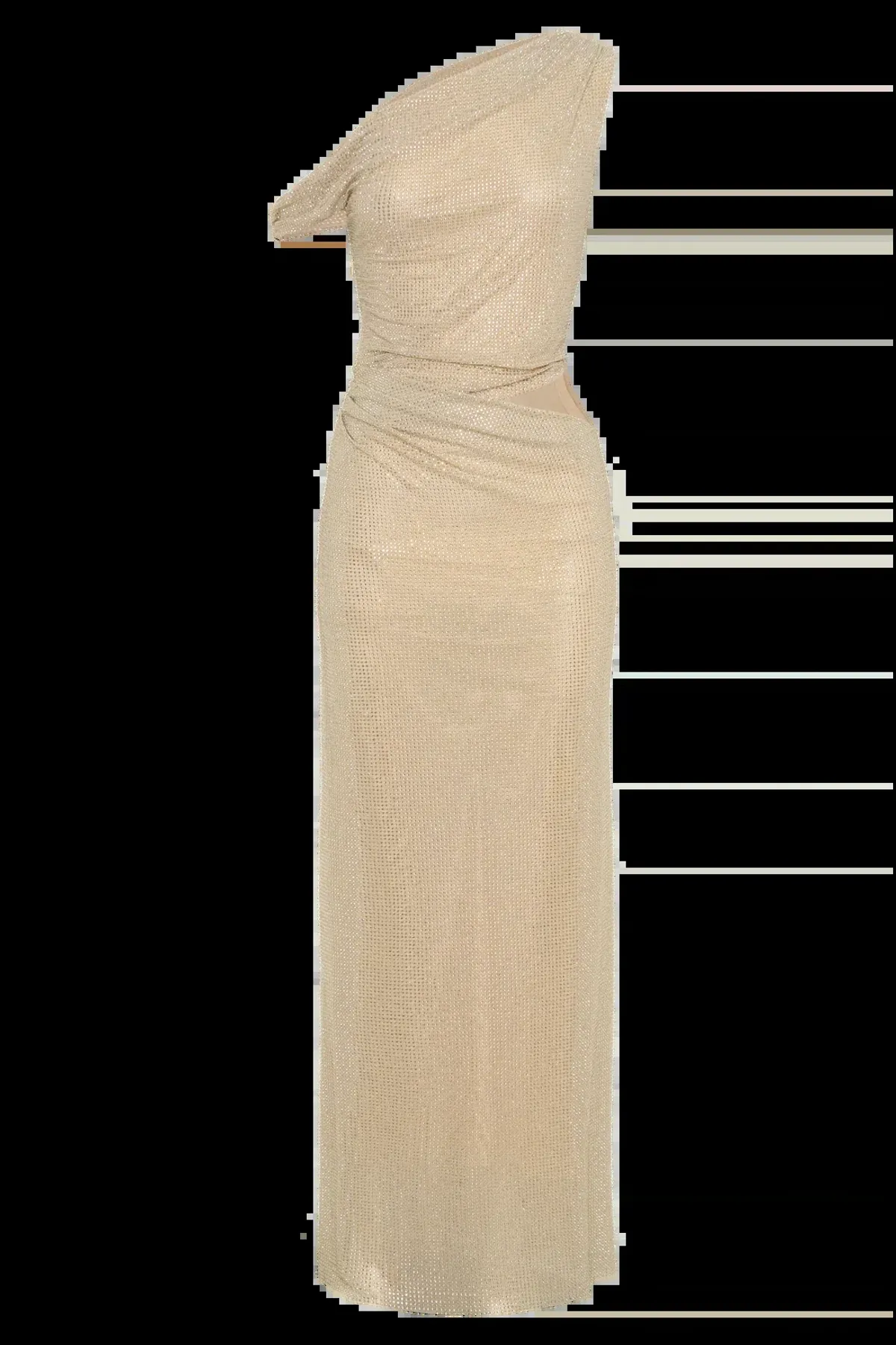 Meshki - Kenny Diamante One Shoulder Maxi Dress - Gold - Size S - Image 5