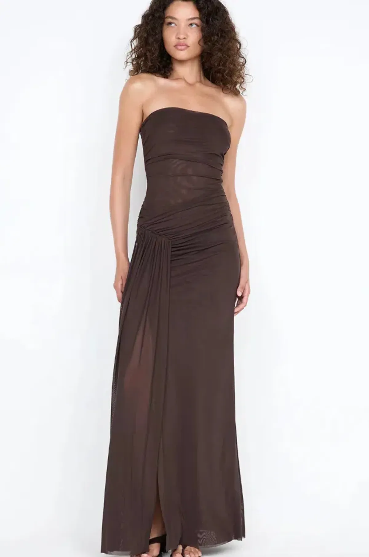IDA STRAPLESS DRESS | DARK CHOCOLATE - SIZE 10 - Image 2