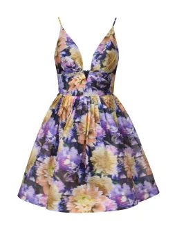 Zimmermann Luna V Neck Mini Dress Navy Dahlia Size OP for rent on The Volte - image 1