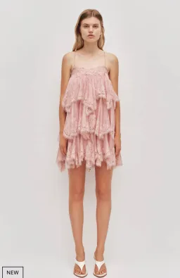 Aje Ophelia Lace Mini Dress Size 12 Fawn Pink for rent on The Volte - image 3