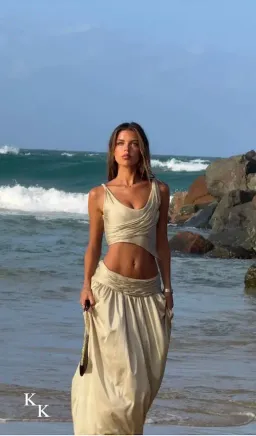 KOSTER KULTURE GOLD CALYPSO SET TOP AND SKIRT SIZE 6 XS for rent on The Volte - image 1