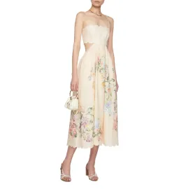 ZIMMERMANN HALLIDAY SCALLOP MIDI DRESS CREAM WATERCOLOUR FLORAL SIZE 1 / AU 10 for rent on The Volte - image 3